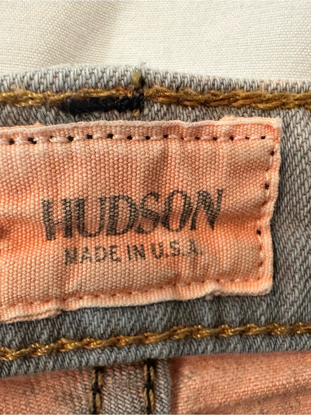 Hudson Jeans Peach-to-Ivory Ombre Denim Cutoff Shorts - Picture 3 of 4